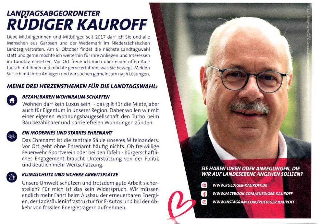 Rüdiger Kauroffs Herzensthemen für die Landtagswahl